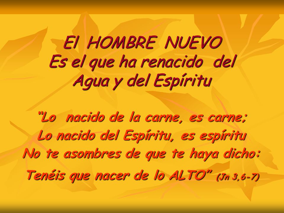 Es el que ha renacido del Agua y del Espíritu