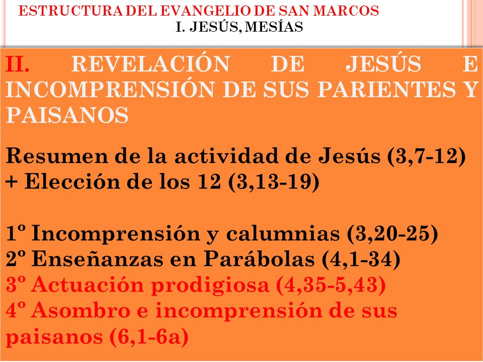 II. REVELACIÓN DE JESÚS E INCOMPRENSIÓN DE SUS PARIENTES Y PAISANOS