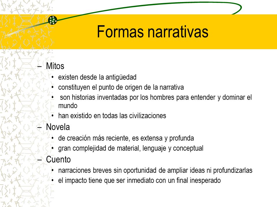 Formas narrativas Mitos Novela Cuento existen desde la antigüedad