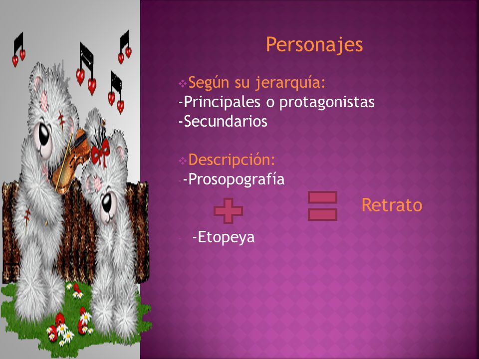 Personajes Retrato Según su jerarquía: -Principales o protagonistas