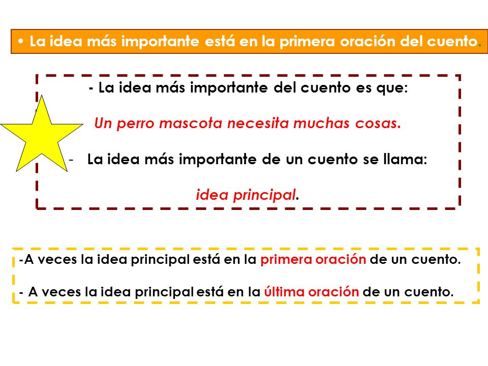 La idea más importante está en la primera oración del cuento.