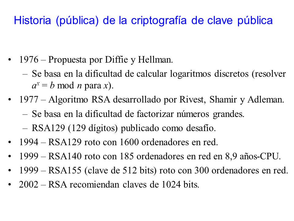 Historia (pública) de la criptografía de clave pública