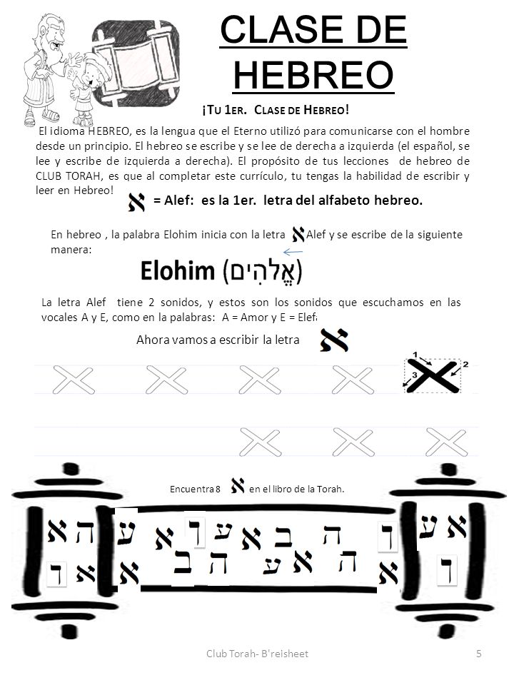 CLASE DE HEBREO = Alef: es la 1er. letra del alfabeto hebreo.