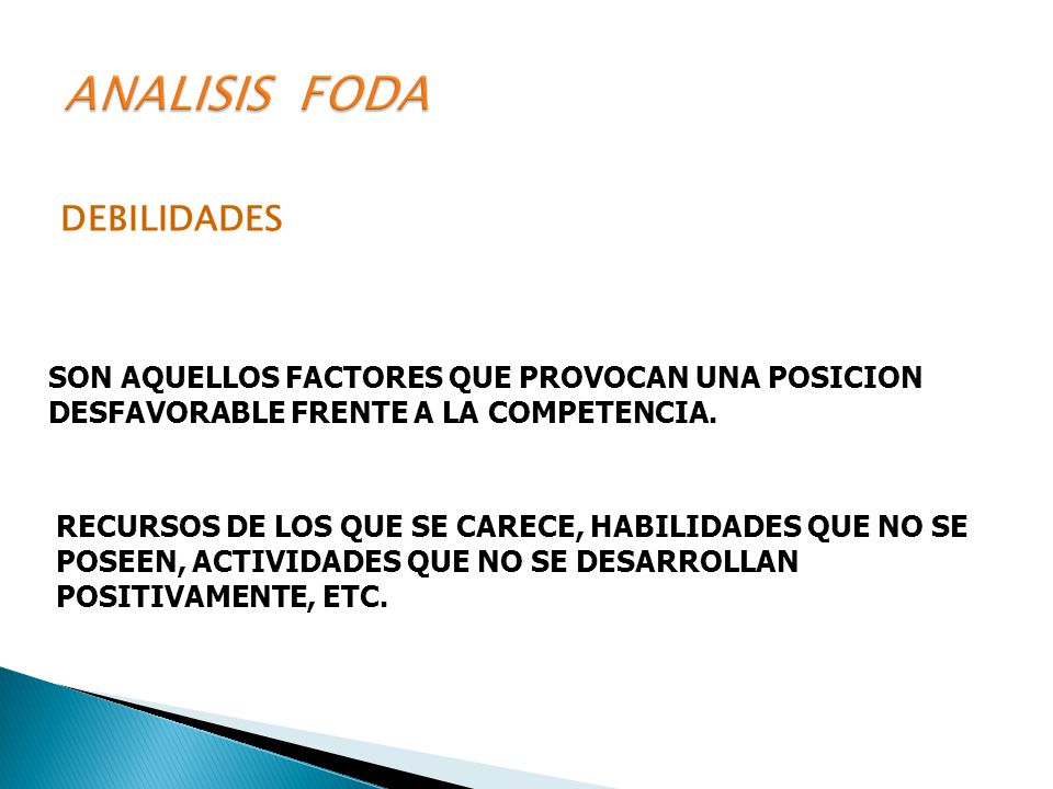 ANALISIS FODA DEBILIDADES