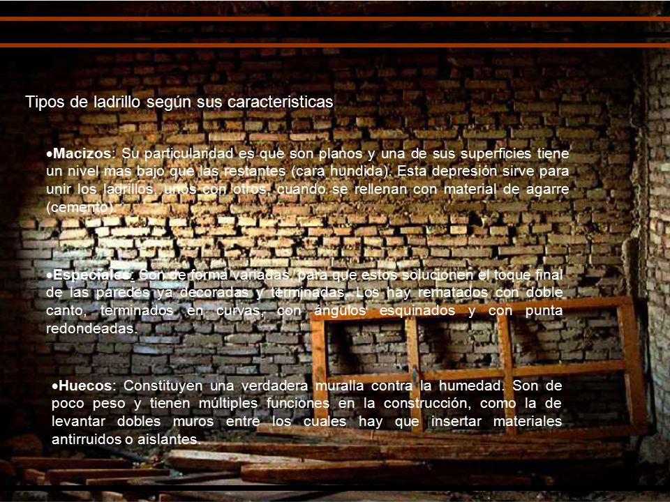 Tipos de ladrillo según sus caracteristicas