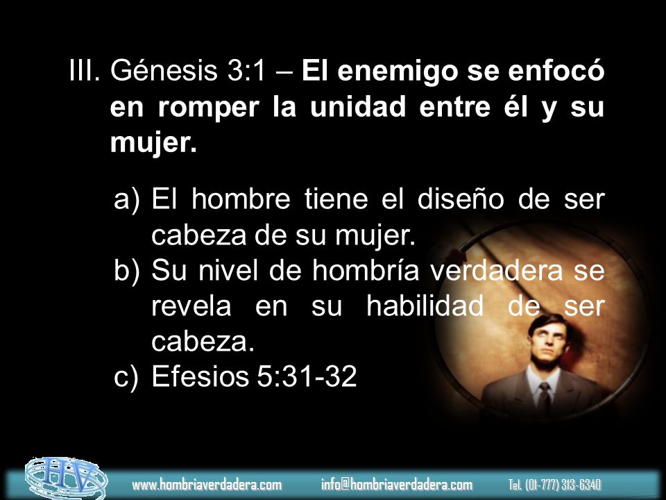 El hombre tiene el diseño de ser cabeza de su mujer.
