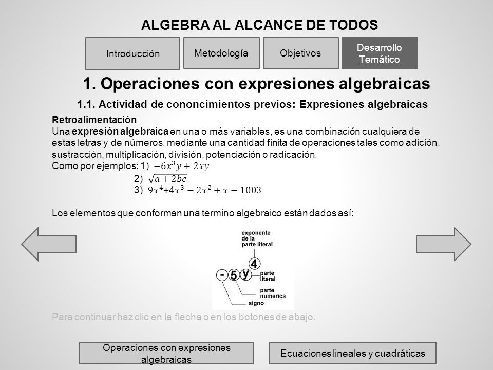 1. Operaciones con expresiones algebraicas