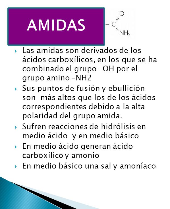 AMIDAS Las amidas son derivados de los ácidos carboxílicos, en los que se ha combinado el grupo –OH por el grupo amino –NH2.