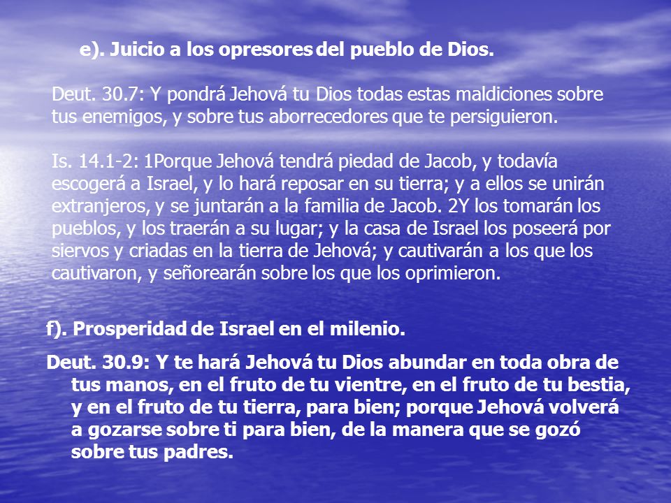 e). Juicio a los opresores del pueblo de Dios.