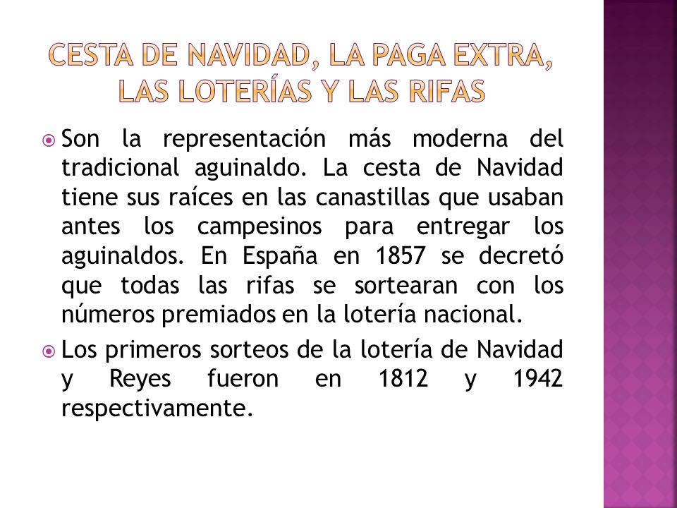 CESTA DE NAVIDAD, LA PAGA EXTRA, LAS LOTERÍAS Y LAS RIFAS