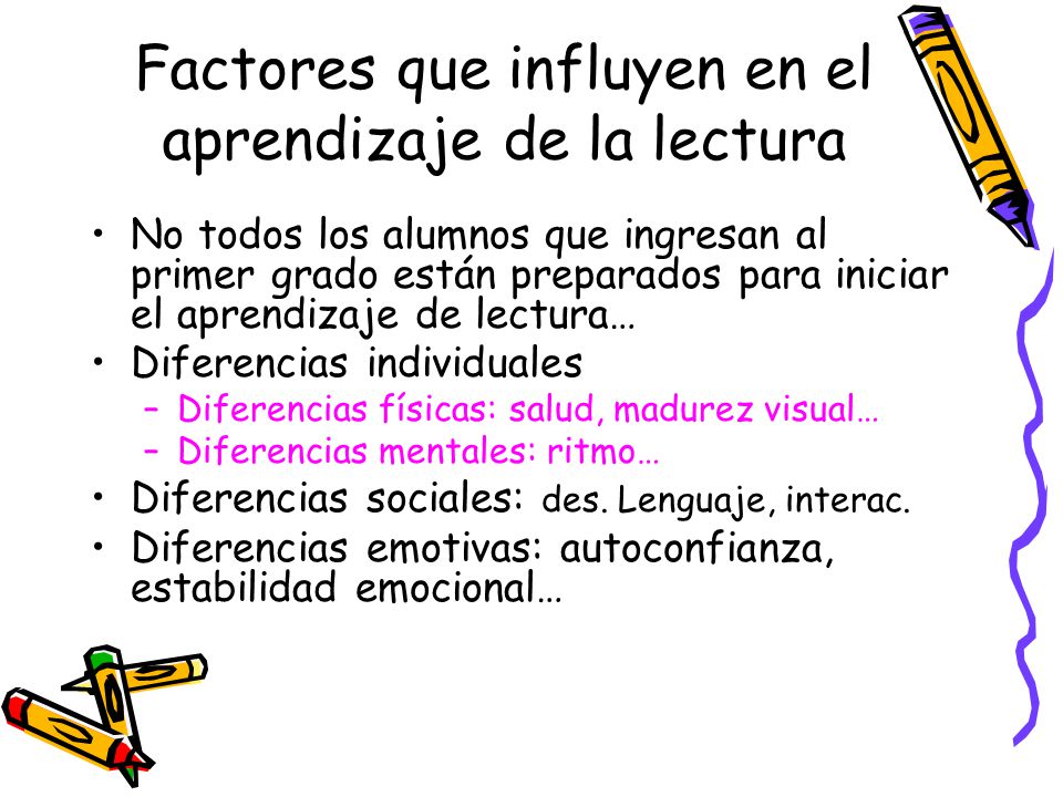 Factores que influyen en el aprendizaje de la lectura