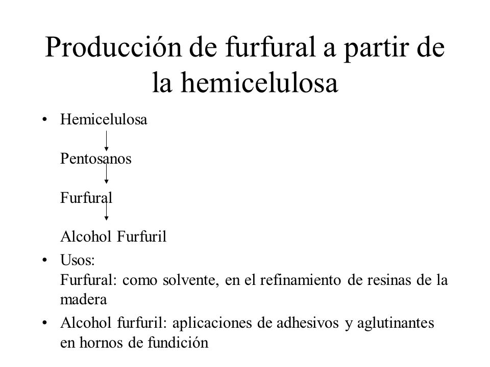 Producción de furfural a partir de la hemicelulosa