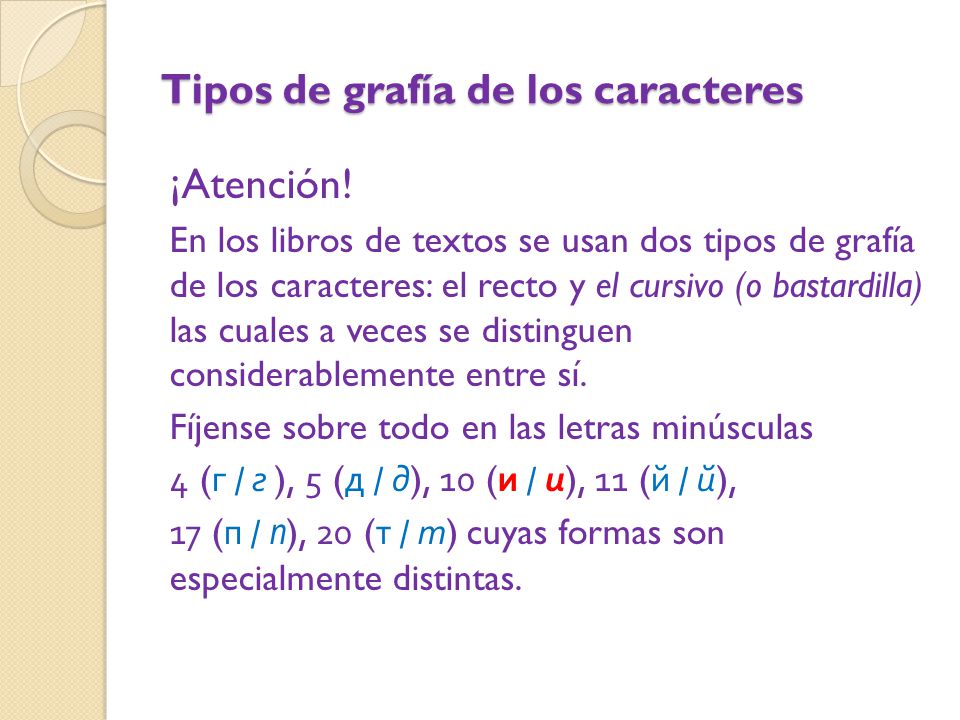 Tipos de grafía de los caracteres