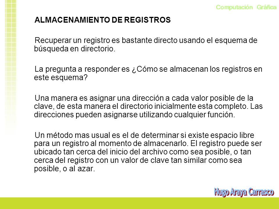 ALMACENAMIENTO DE REGISTROS