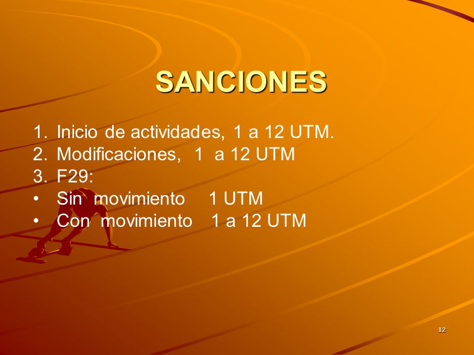 SANCIONES Inicio de actividades, 1 a 12 UTM.