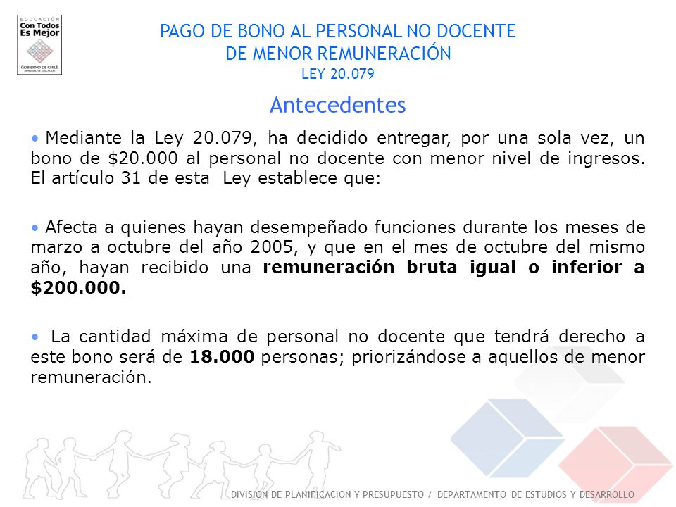 PAGO DE BONO AL PERSONAL NO DOCENTE DE MENOR REMUNERACIÓN LEY