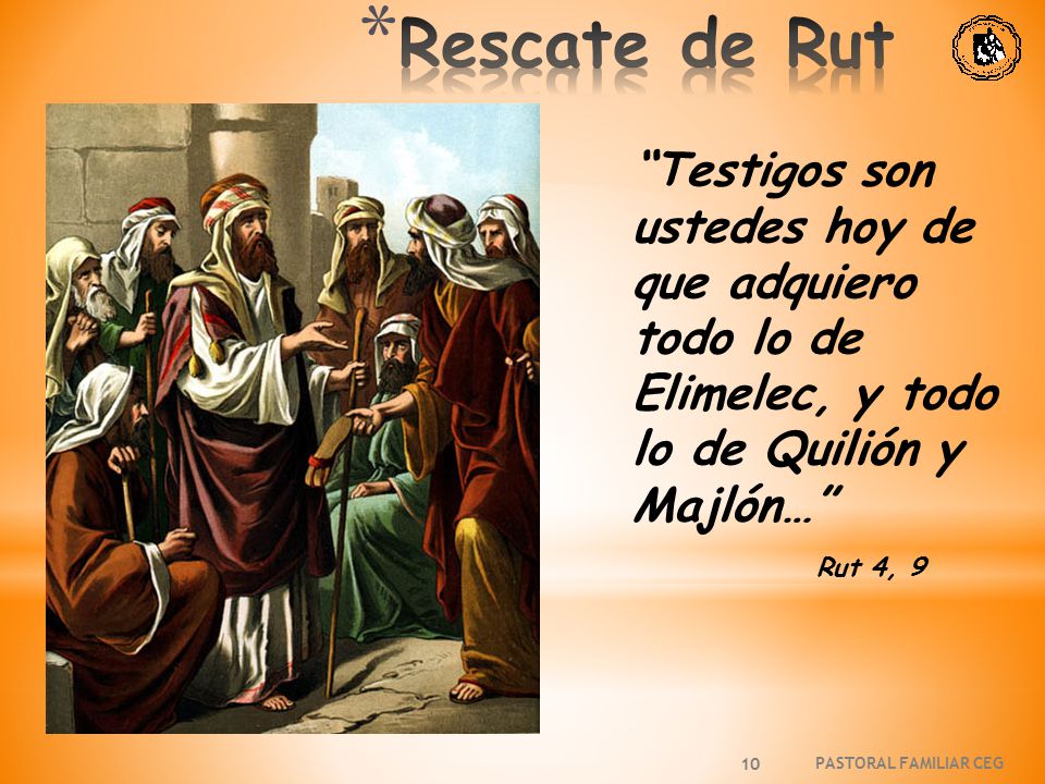 Rescate de Rut Testigos son ustedes hoy de que adquiero todo lo de Elimelec, y todo lo de Quilión y Majlón…