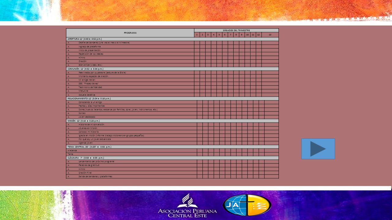 PROGRAMA SÁBADOS DEL TRIMESTRE APERTURA 12’ (4:40 a 4:52 p.m.)