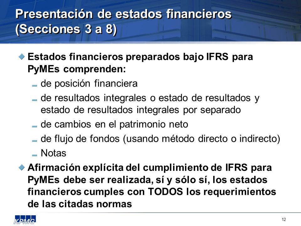 Presentación de estados financieros (Secciones 3 a 8)