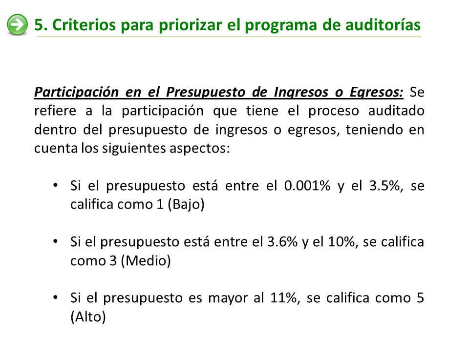 5. Criterios para priorizar el programa de auditorías