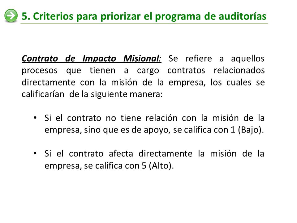 5. Criterios para priorizar el programa de auditorías
