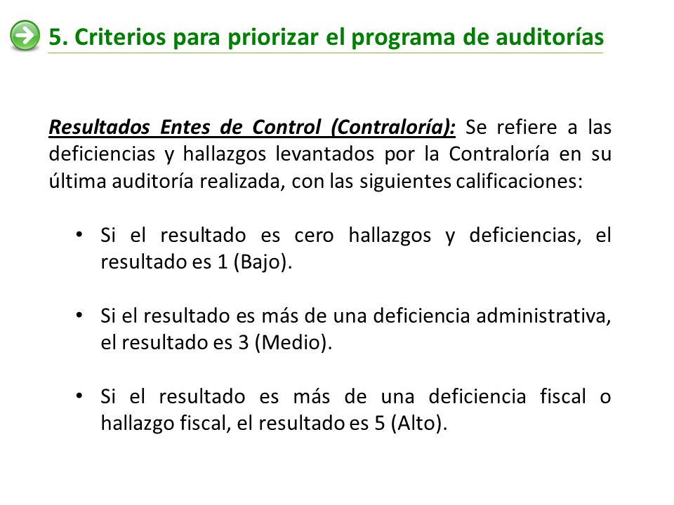 5. Criterios para priorizar el programa de auditorías