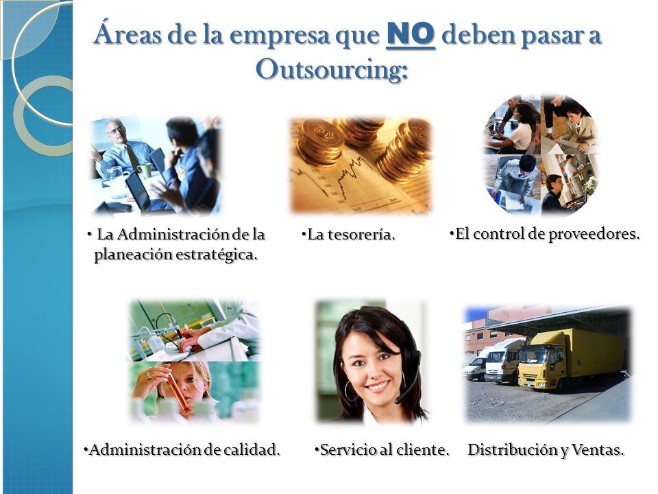 Áreas de la empresa que NO deben pasar a Outsourcing: