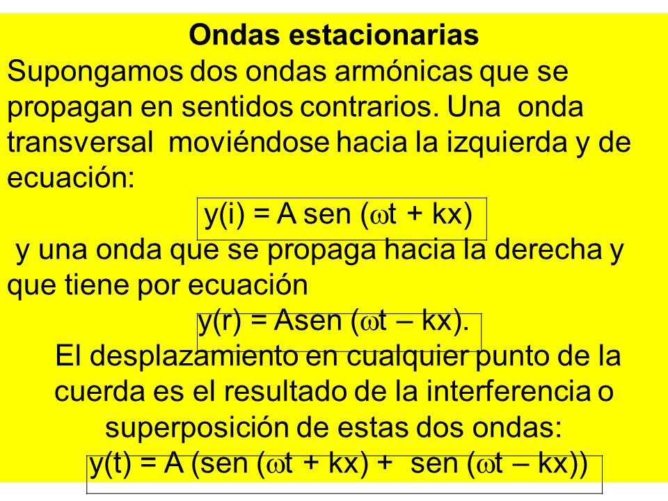 y(t) = A (sen (t + kx) + sen (t – kx))