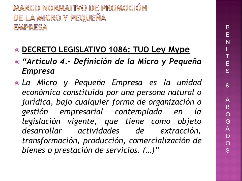 Marco normativo de Promoción de la Micro y Pequeña Empresa