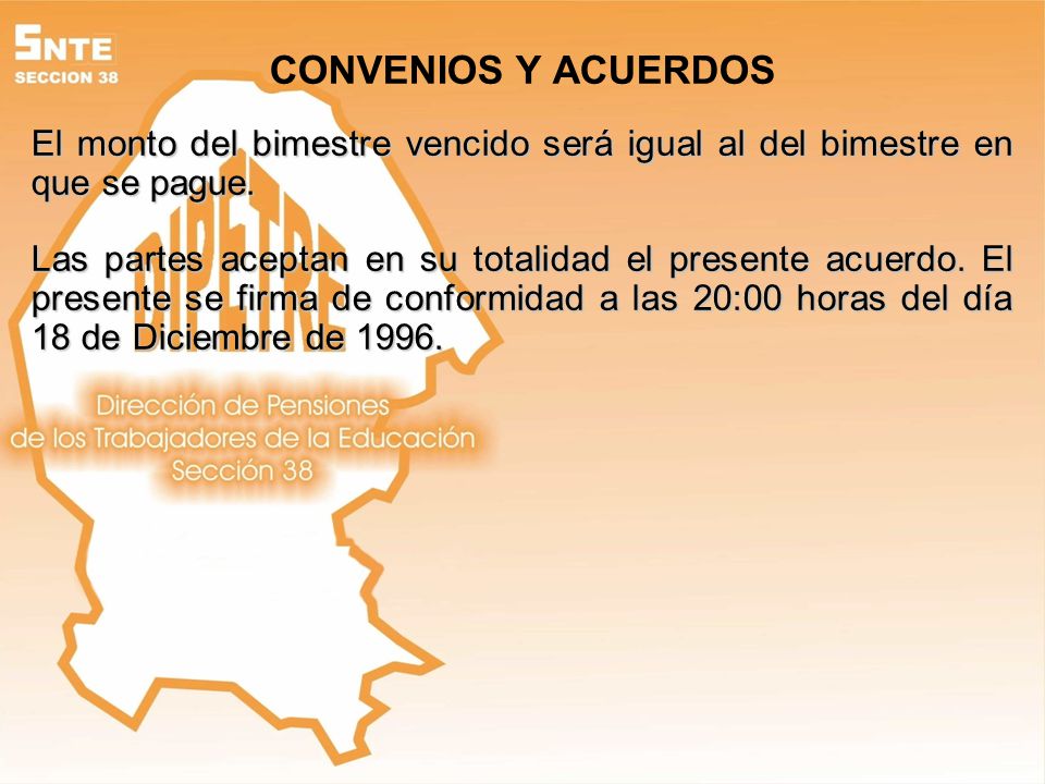 CONVENIOS Y ACUERDOS El monto del bimestre vencido será igual al del bimestre en que se pague.