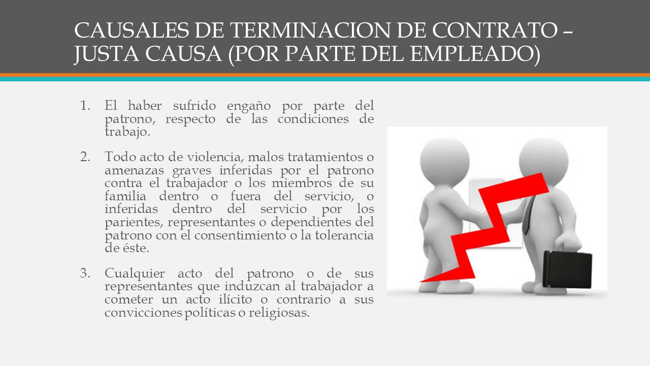 CAUSALES DE TERMINACION DE CONTRATO – JUSTA CAUSA (POR PARTE DEL EMPLEADO)