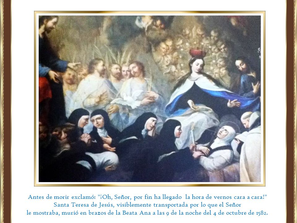 Santa Teresa de Jesús, visiblemente transportada por lo que el Señor