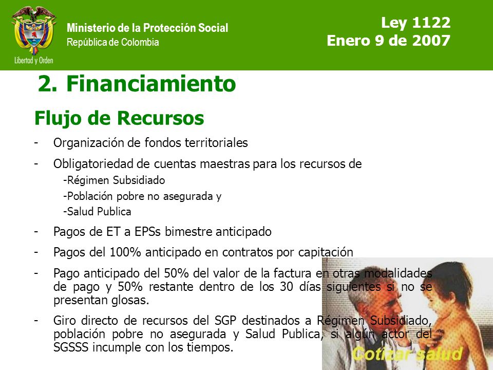 Financiamiento Flujo de Recursos Ley 1122 Enero 9 de 2007