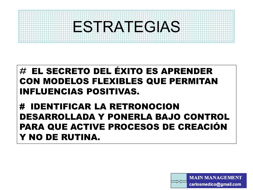 ESTRATEGIAS EL SECRETO DEL ÉXITO ES APRENDER CON MODELOS FLEXIBLES QUE PERMITAN INFLUENCIAS POSITIVAS.