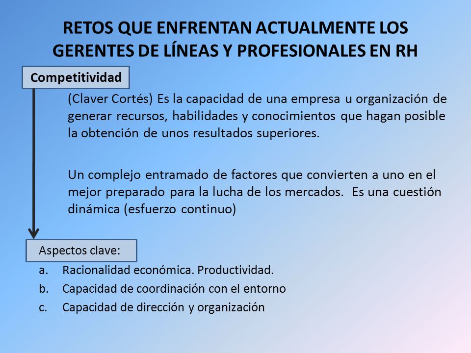 RETOS QUE ENFRENTAN ACTUALMENTE LOS GERENTES DE LÍNEAS Y PROFESIONALES EN RH