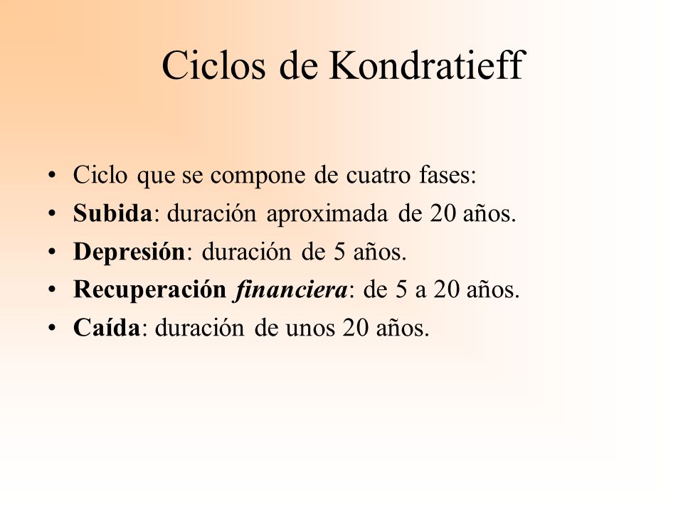Ciclos de Kondratieff Ciclo que se compone de cuatro fases: