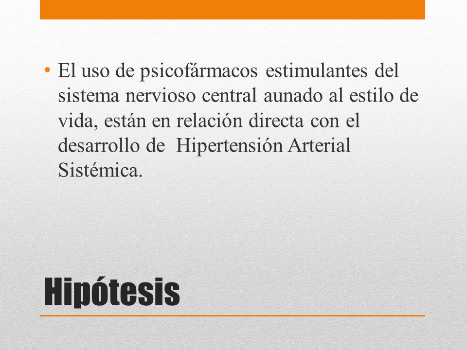 El uso de psicofármacos estimulantes del sistema nervioso central aunado al estilo de vida, están en relación directa con el desarrollo de Hipertensión Arterial Sistémica.