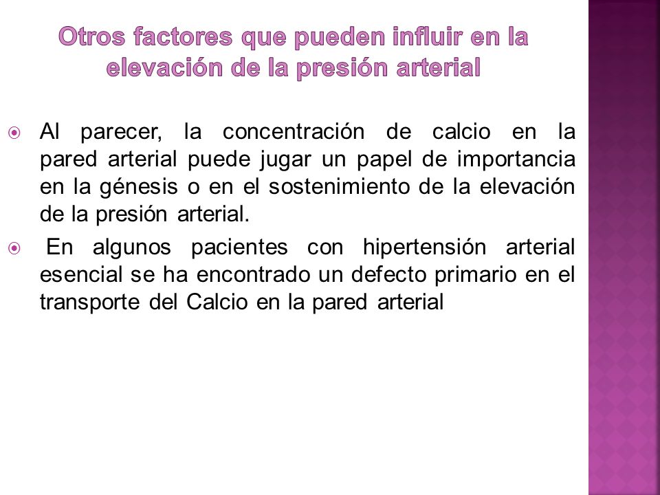 Otros factores que pueden influir en la elevación de la presión arterial