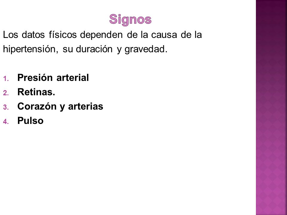 Signos Los datos físicos dependen de la causa de la