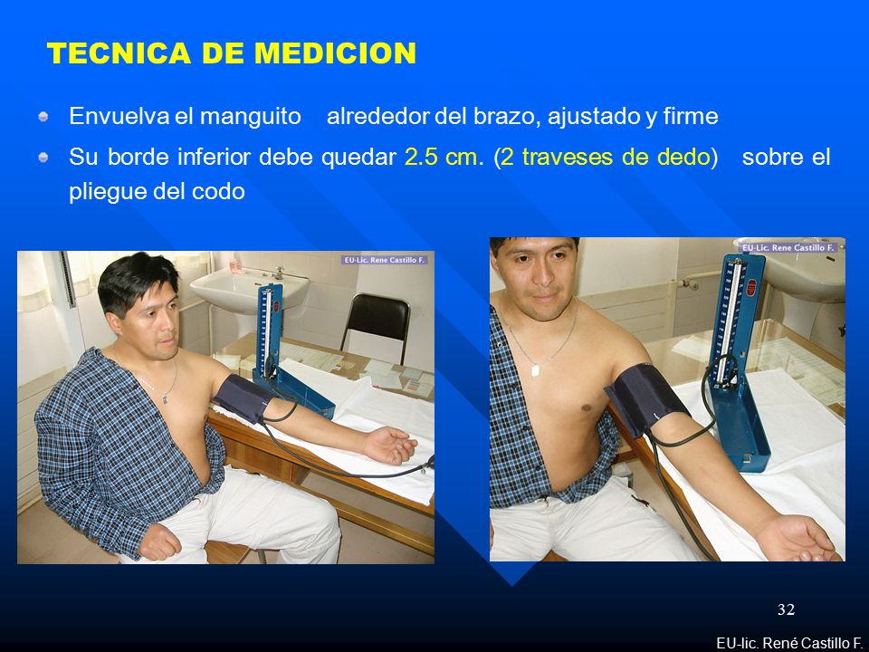 TECNICA DE MEDICION Envuelva el manguito alrededor del brazo, ajustado y firme.