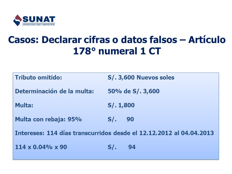 Casos: Declarar cifras o datos falsos – Artículo 178° numeral 1 CT