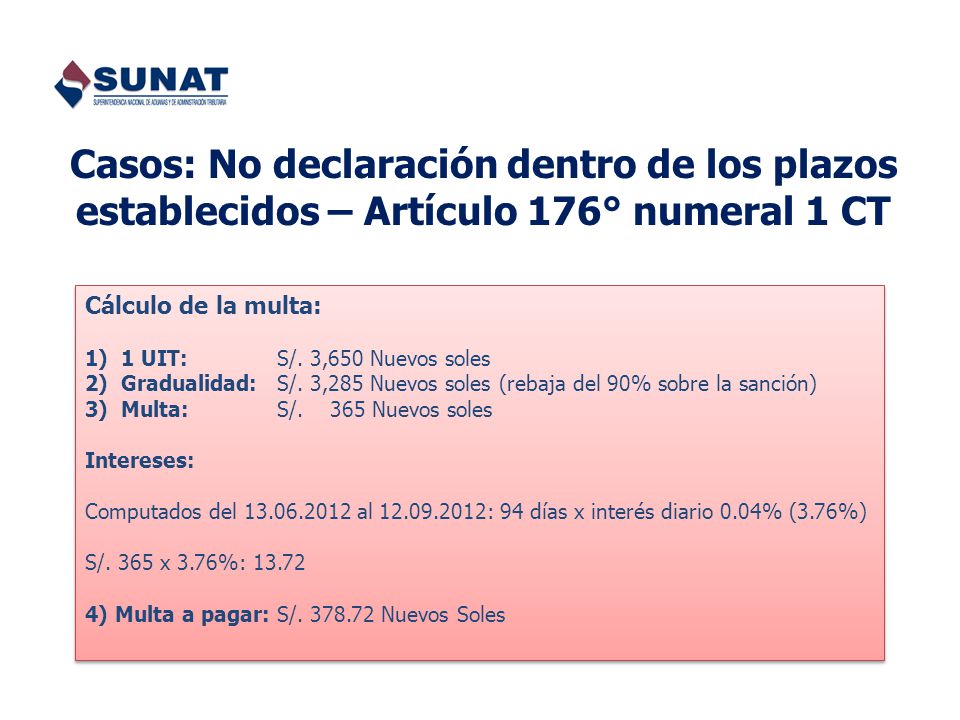 Casos: No declaración dentro de los plazos establecidos – Artículo 176° numeral 1 CT