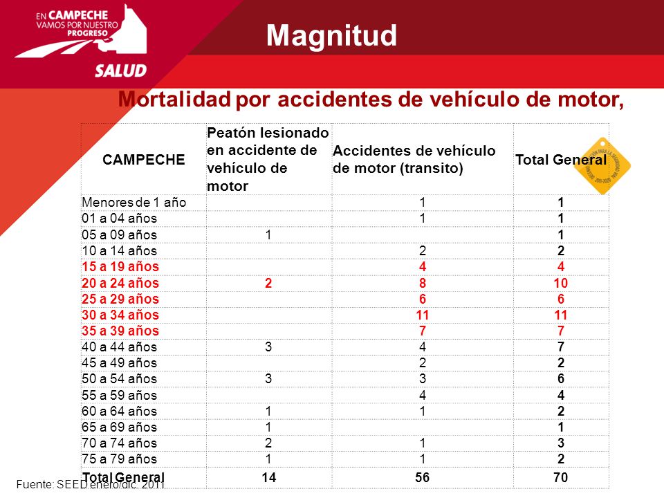 Mortalidad por accidentes de vehículo de motor,