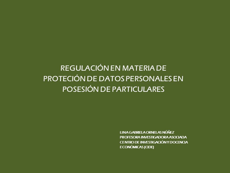 REGULACIÓN EN MATERIA DE PROTECIÓN DE DATOS PERSONALES EN POSESIÓN DE PARTICULARES