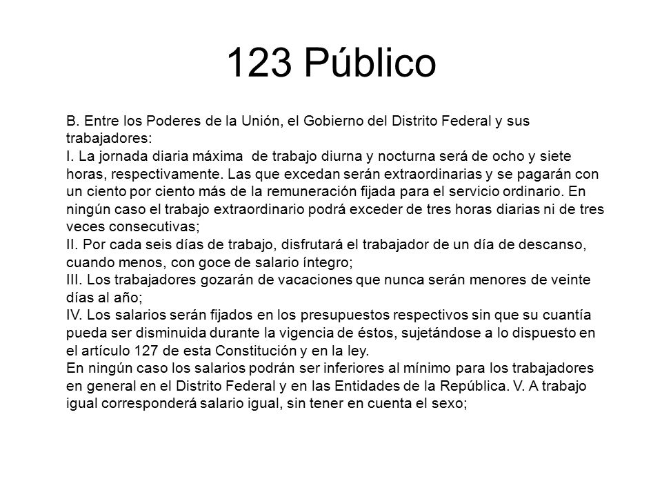 123 Público B. Entre los Poderes de la Unión, el Gobierno del Distrito Federal y sus. trabajadores: