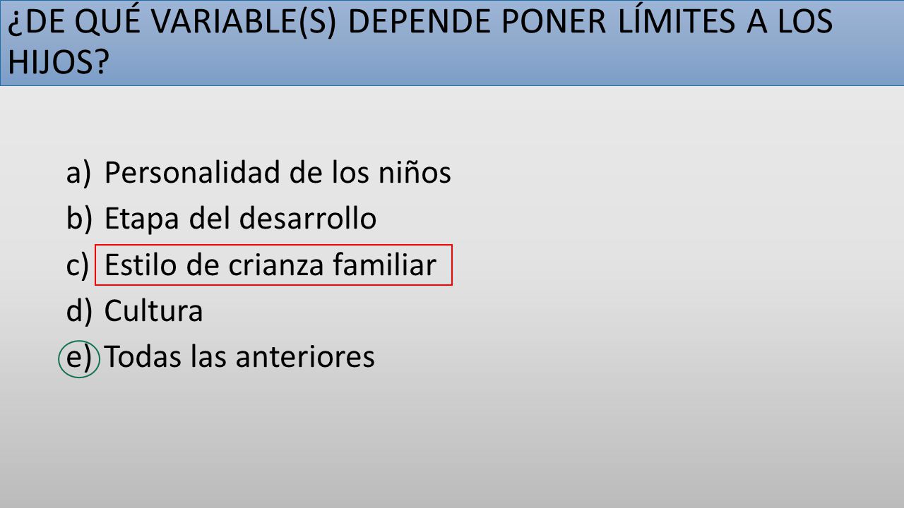 ¿DE QUÉ VARIABLE(S) DEPENDE PONER LÍMITES A LOS HIJOS
