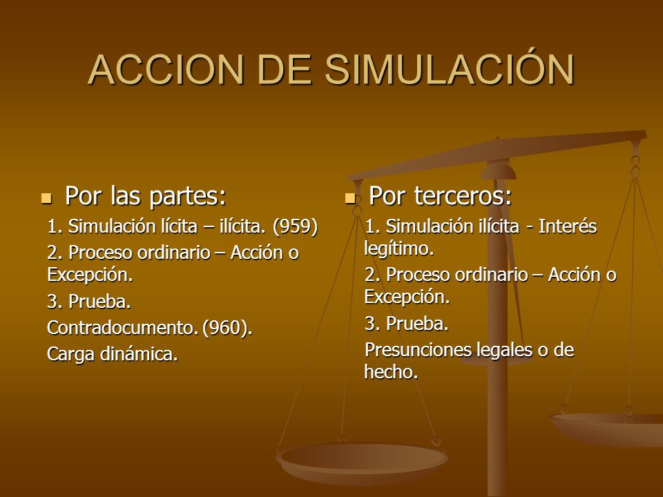 ACCION DE SIMULACIÓN Por las partes: Por terceros: