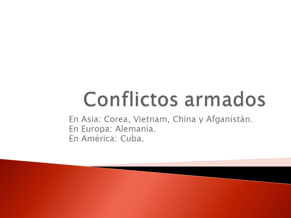Conflictos armados En Asia: Corea, Vietnam, China y Afganistán.