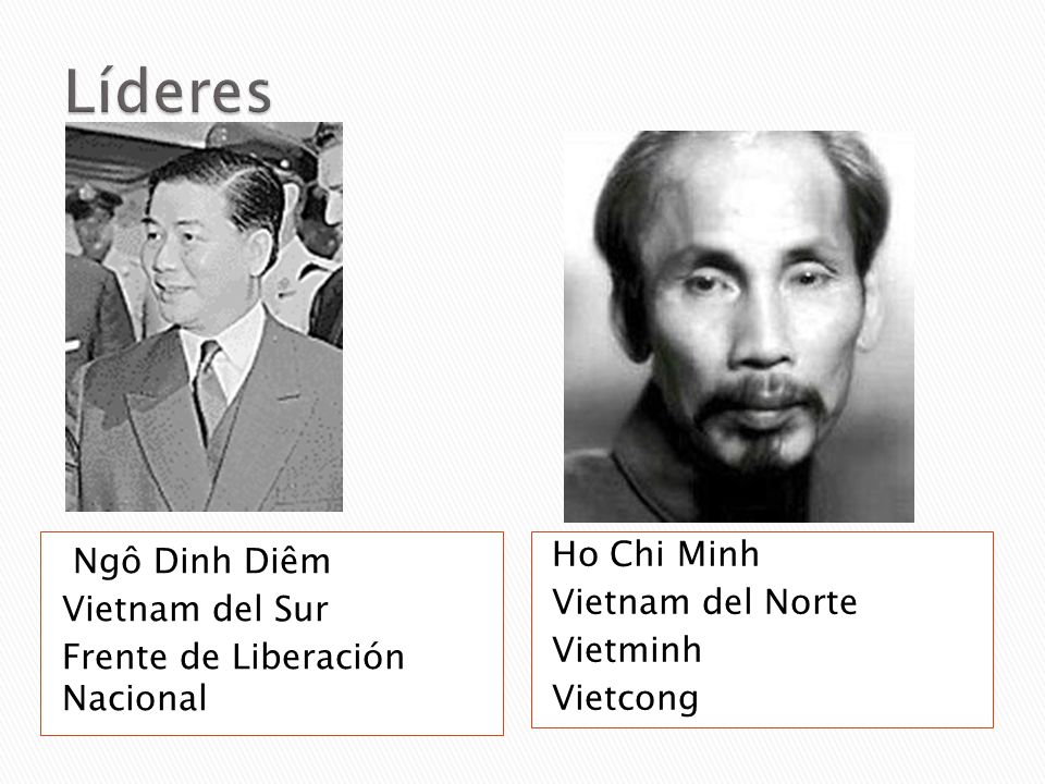 Líderes Ngô Dinh Diêm Ho Chi Minh Vietnam del Norte Vietnam del Sur