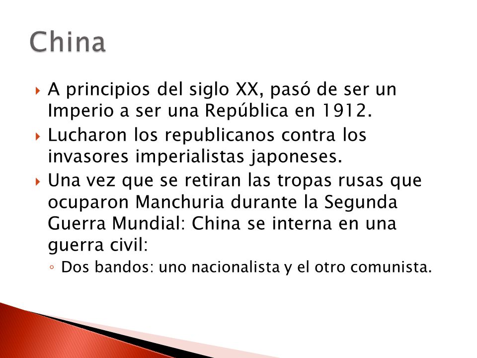 China A principios del siglo XX, pasó de ser un Imperio a ser una República en